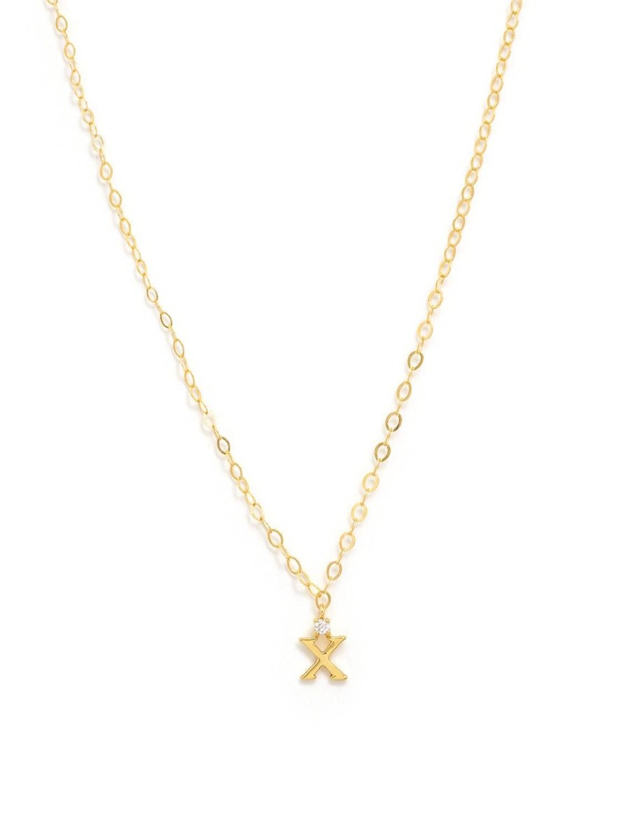 New Initial And Cz Necklace In Gold | X Delicate