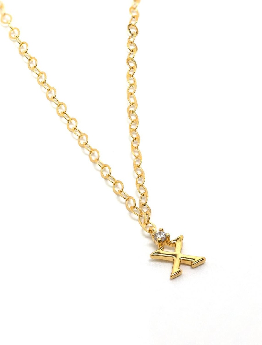 New Initial And Cz Necklace In Gold | X Delicate