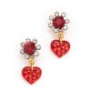 Wholesale Heart Earrings In Red Drops