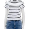 Online Short Sleeve Organic Cotton Stripe High Neck Baby Tee In White Lounge Tops + Sweatshirts