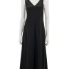 Hot Relaxed V Neck Pocketed Dress In Black Black Dresses