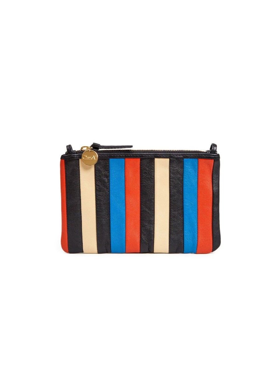 Wholesale Wallet Clutch With Tabs In Multi Stripe Nappa Crossbody