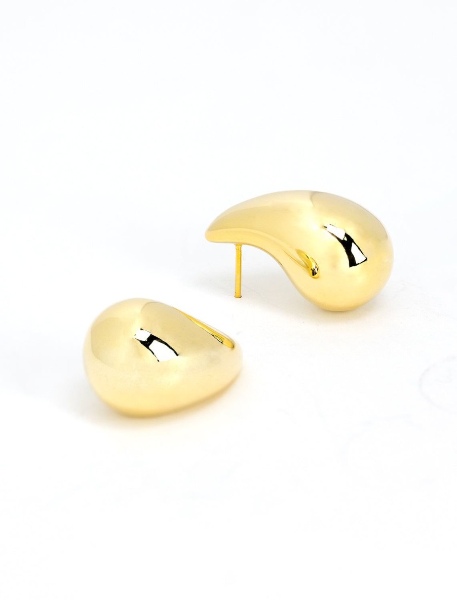 Online Small Puff Teardrop Earrings In Gold Studs