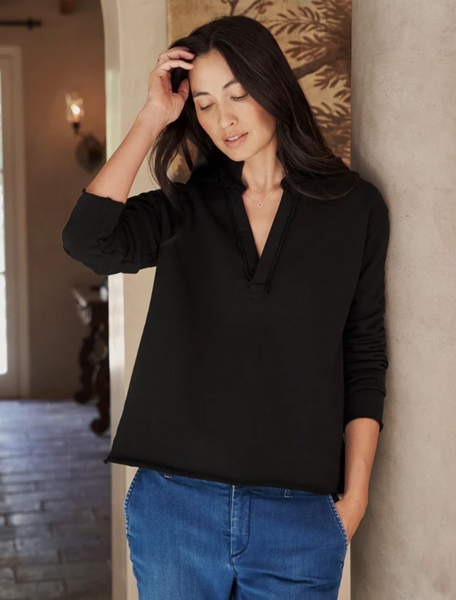 Best Patrick Popover Henley In Black Lounge Tops + Sweatshirts