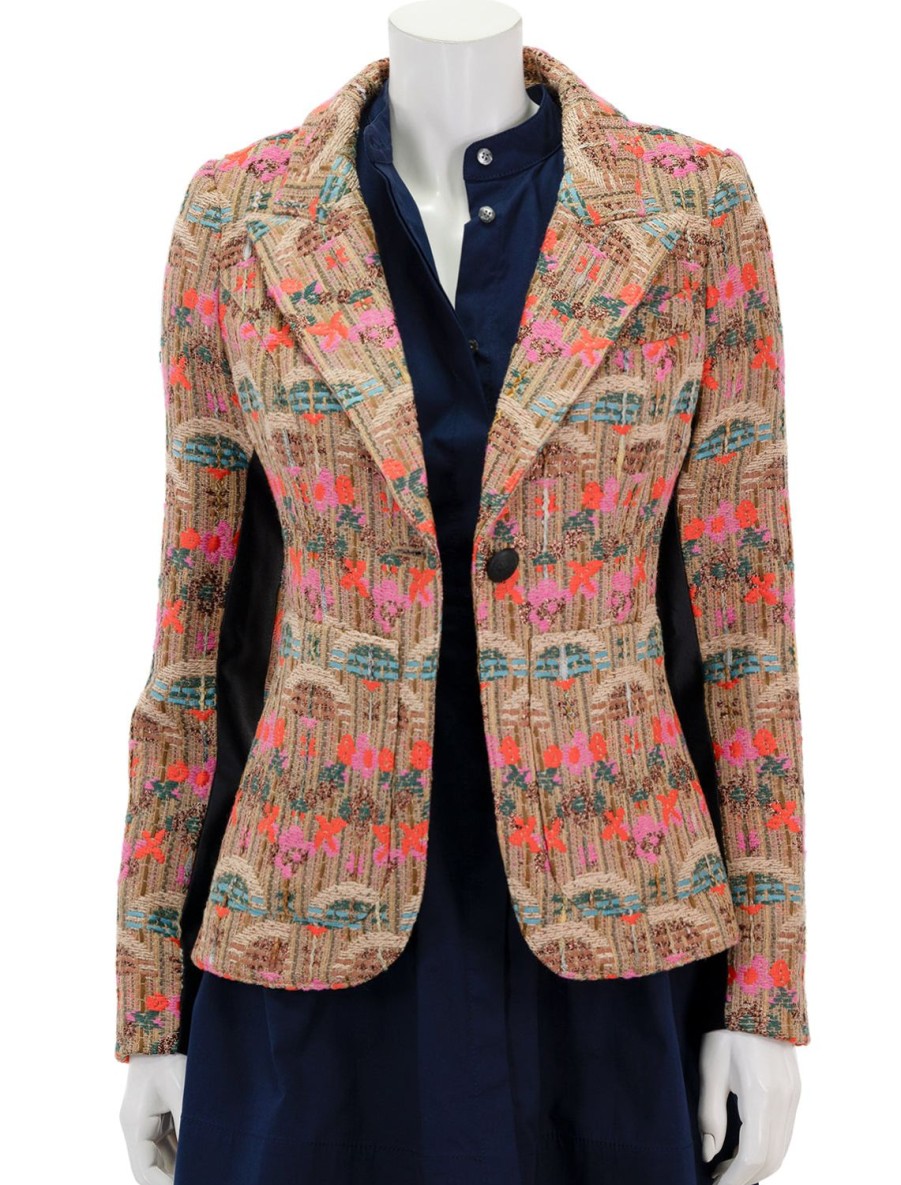 Clearance Patch Pocket Tux Stripe Blazer In Burlap Multi Blazers