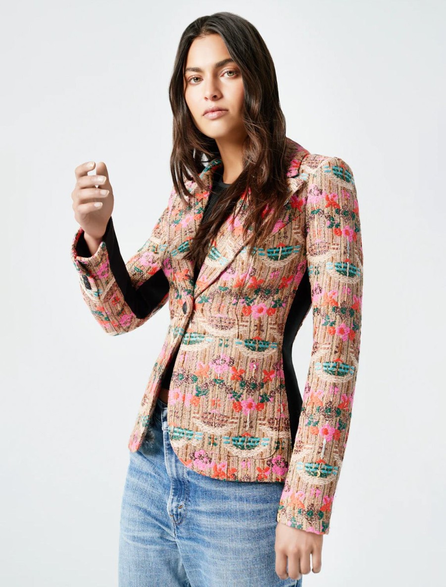 Clearance Patch Pocket Tux Stripe Blazer In Burlap Multi Blazers