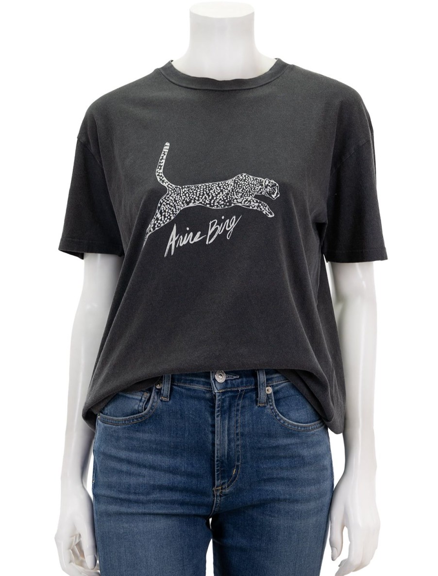 New Spotted Leopard Walker Tee In Washed Black Tees