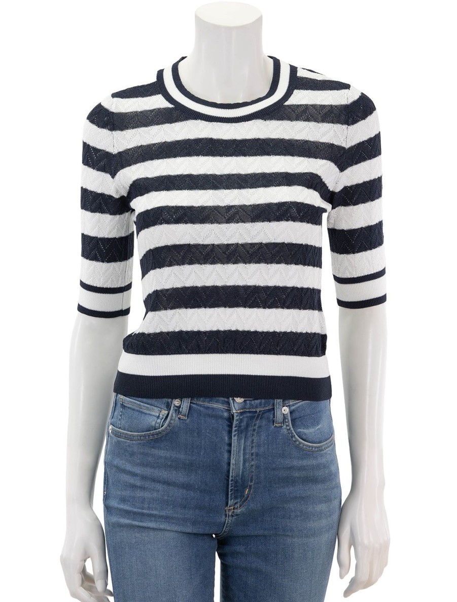 Online Lisbeth Knit Top In White And Navy Stripe Pullover Sweaters