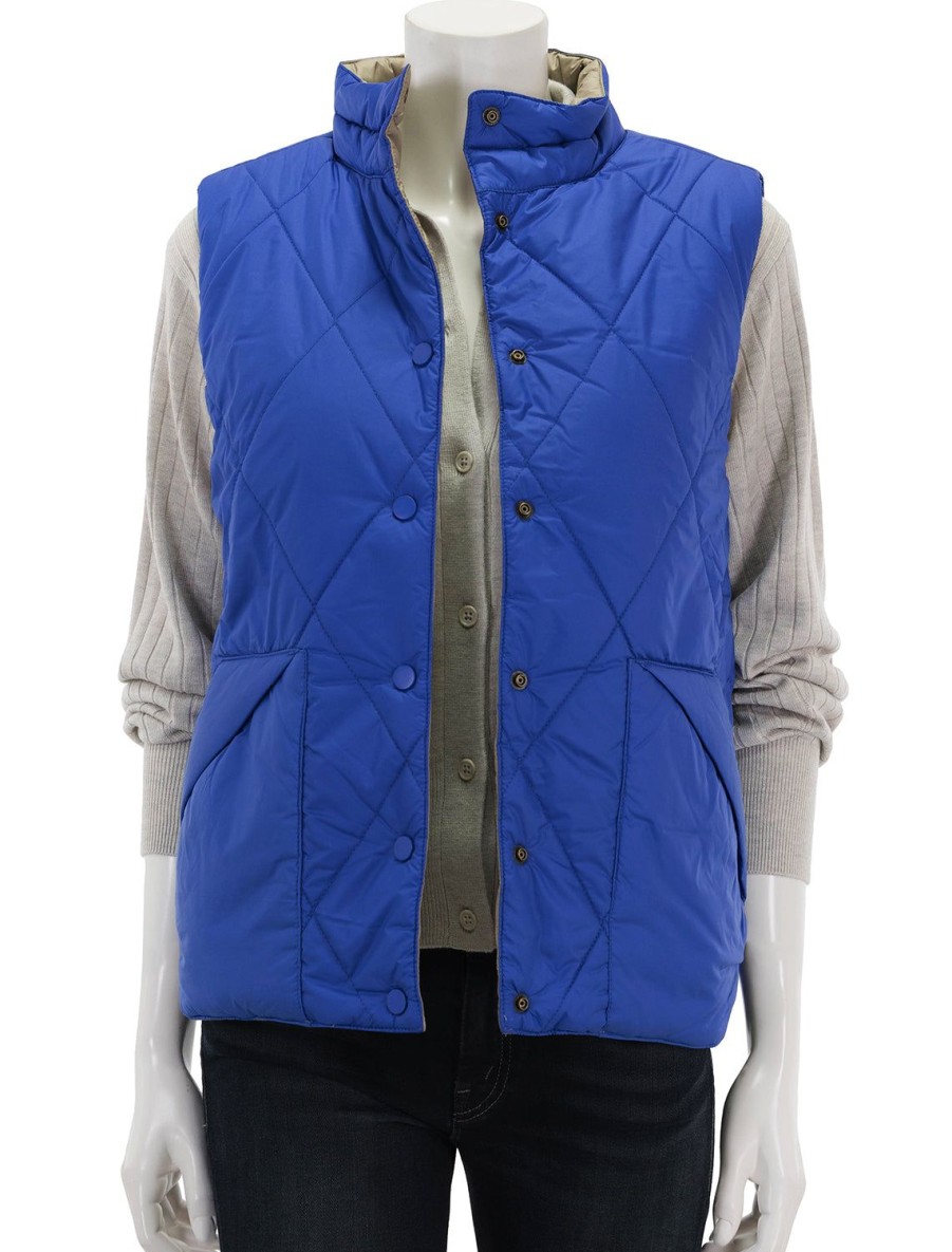 New Reversible Snap Front Vest In Sapphire Coats