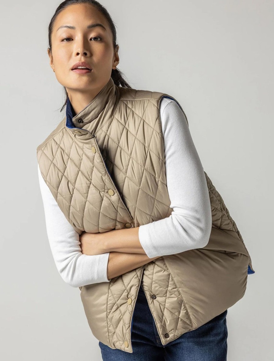 New Reversible Snap Front Vest In Sapphire Coats