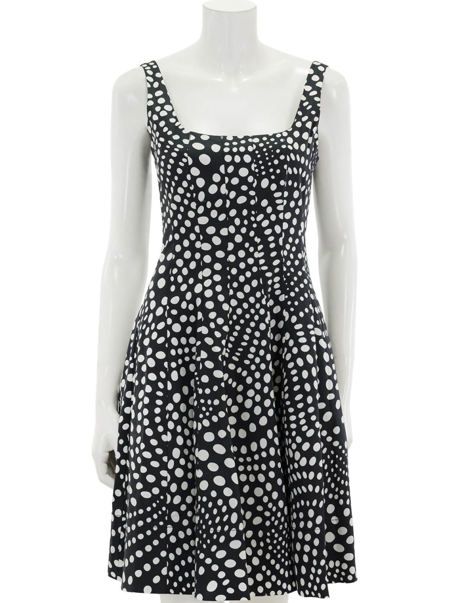 New Mini Wells Dress In Black Wavy Dot Printed Dresses