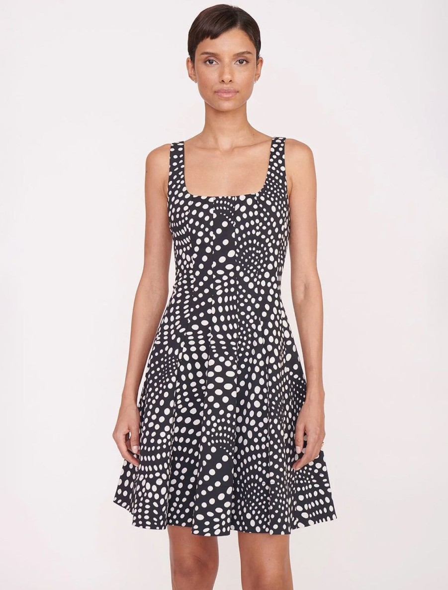 New Mini Wells Dress In Black Wavy Dot Printed Dresses