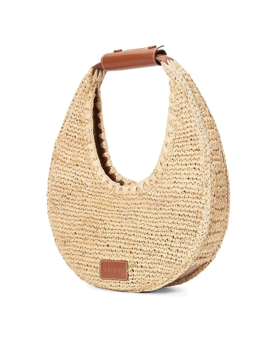 Hot Moon Raffia Tote Bag In Natural Shoulder Bags