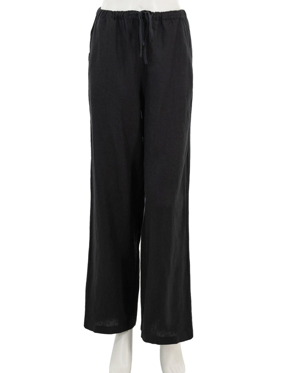 Best Emmie Linen Pants In Black Lounge Bottoms + Sweatpants