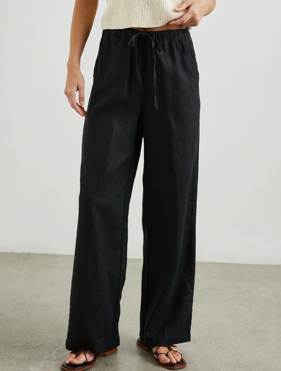 Best Emmie Linen Pants In Black Lounge Bottoms + Sweatpants