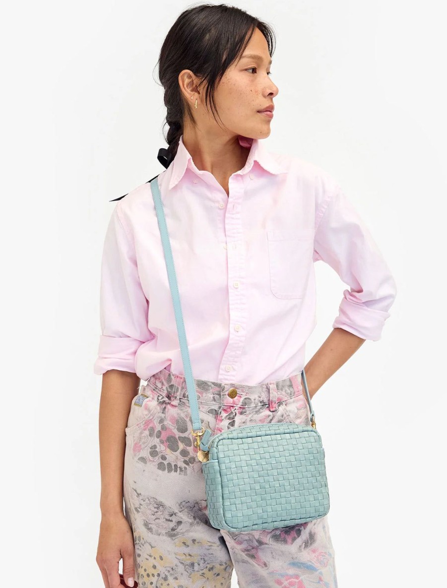 New Midi Sac In Sunbleached Sky Blue Woven Shoulder Bags