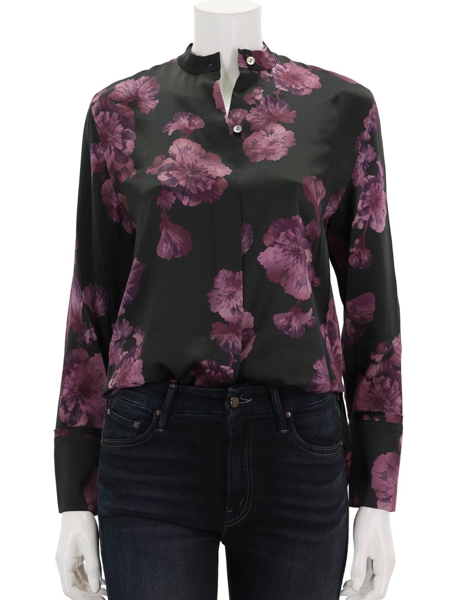 Best Begonia Band Collar Blouse In Wine Blouses