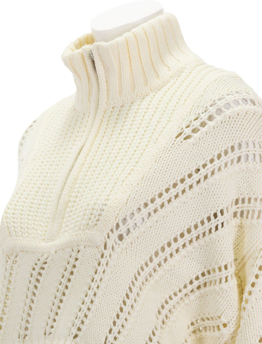 Wholesale Cropped Hampton Sweater In Ivory Pointelle Pullover Sweaters