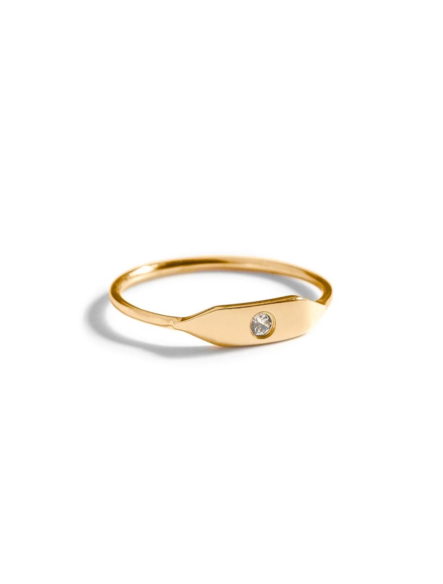 Wholesale Stacking Signet Ring With Stone In Gold Stacking