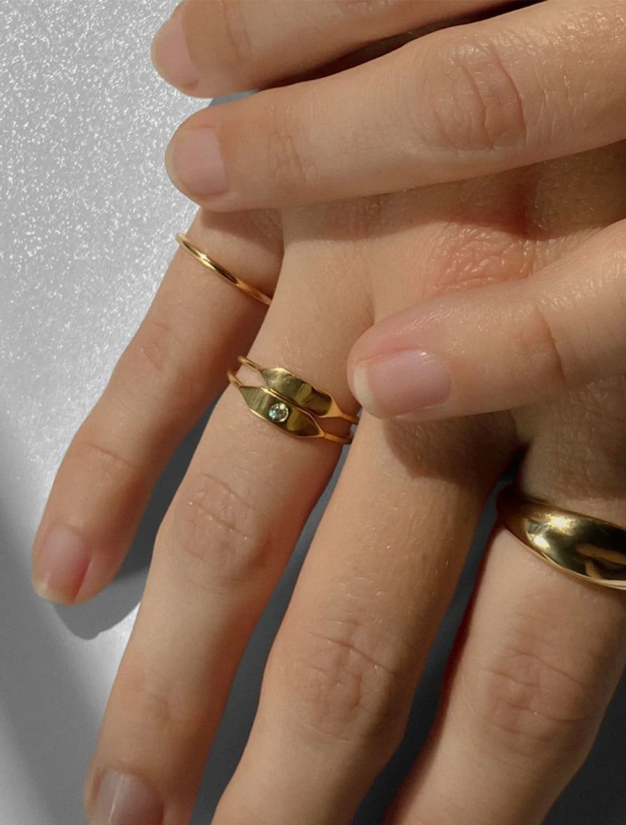 Wholesale Stacking Signet Ring With Stone In Gold Stacking