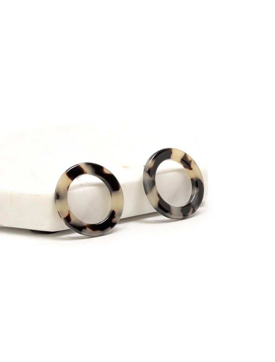 Online Mini Blonde Tortoise Open Circle Studs Studs