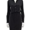 Wholesale Matte Jersey Long Sleeve Shirt Dress In Black Black Dresses