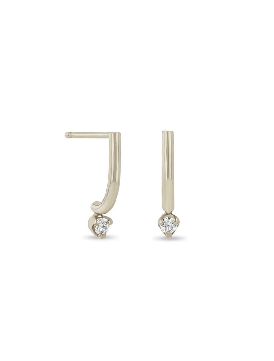 Online 14K Curved Bar And Diamond Drop Earrings In White Gold Drops