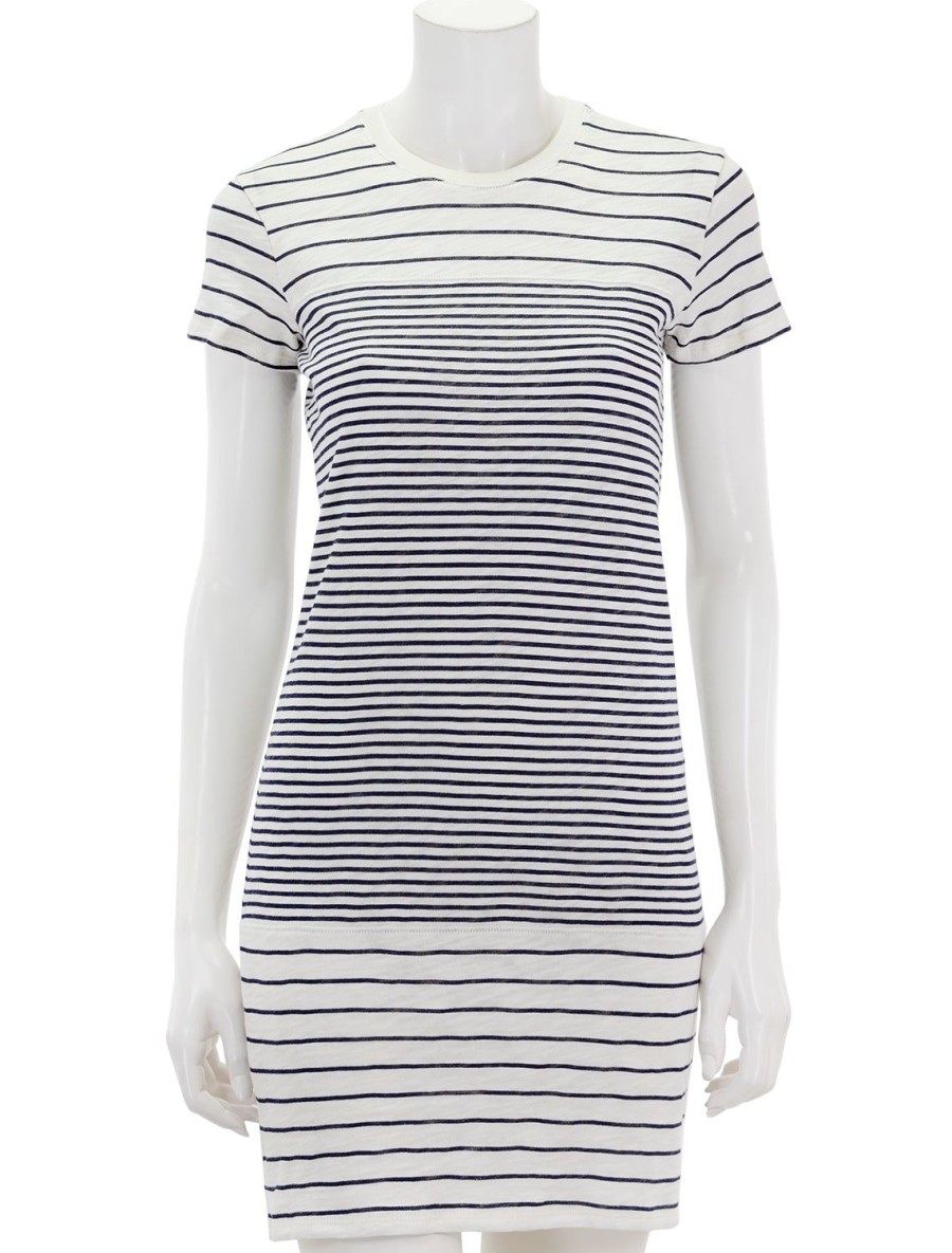 Clearance Slub Jersey Stripe T Shirt Dress In Chalk And Ink Casual + Knit Dresses