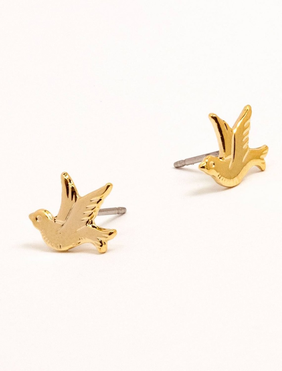 New Dove Studs In Gold Studs