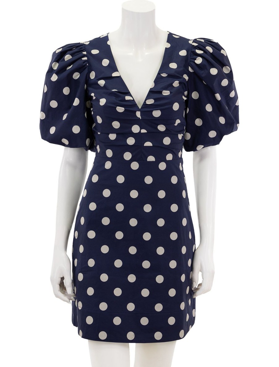 New Aliza Dress In Classic Navy Dot Occasion Dresses