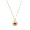 New Pave Sunflower Charm Necklace With Sapphire And Diamond Delicate