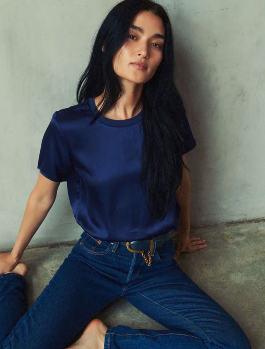 Best Marie Boxy Crop Top In It'S Navy Blouses