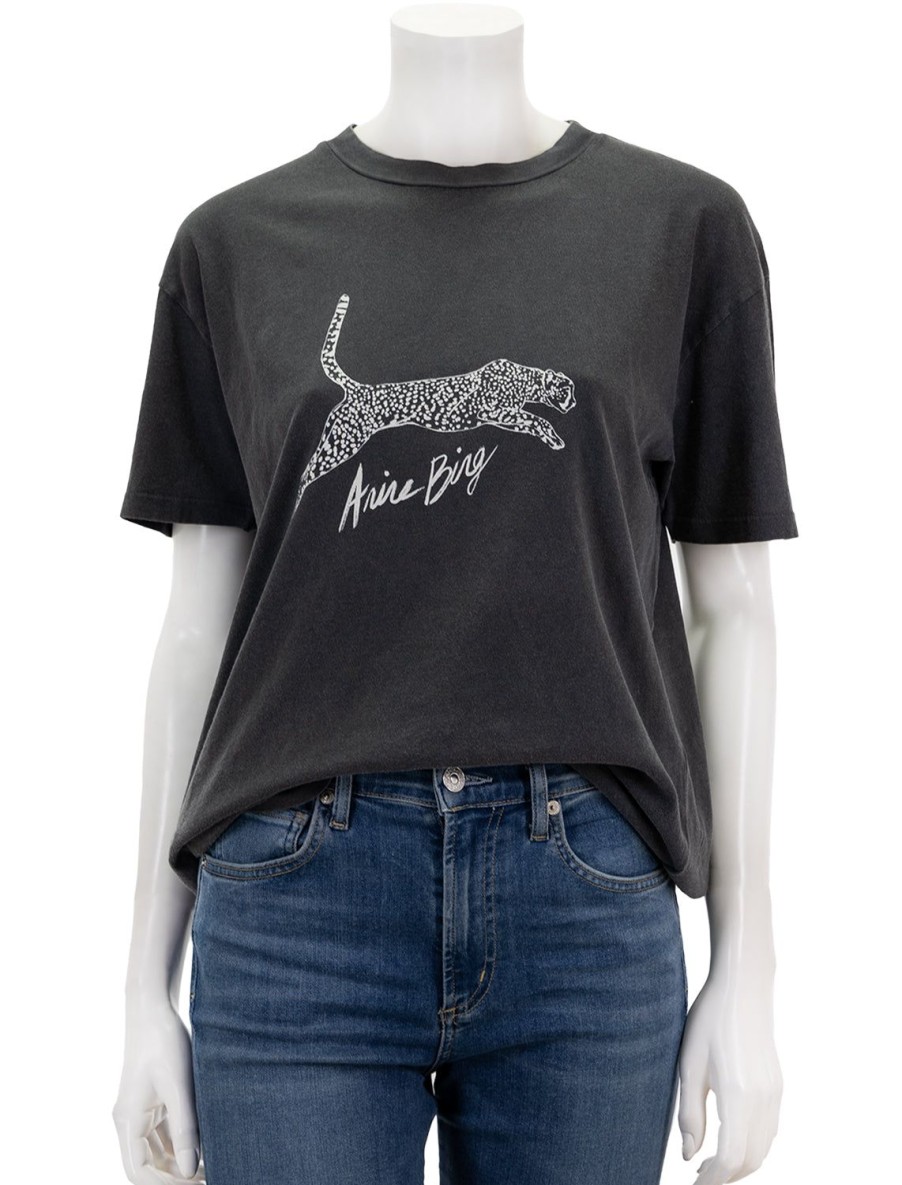 Best Spotted Leopard Walker Tee In Washed Black Lounge Tops + Sweatshirts