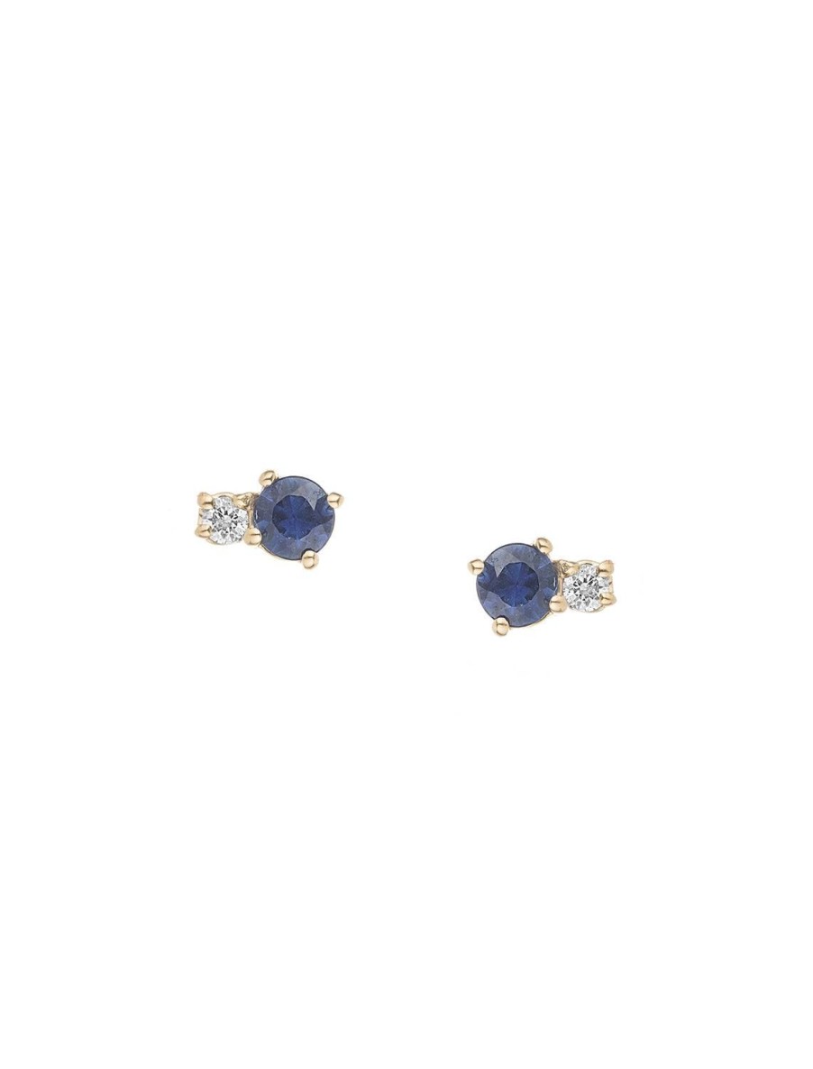 Best 14K Diana Tiny Sapphire + Diamond Two Amigos Posts Studs