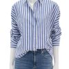 Hot Puckered Stripe Dolman Shirt In Navy Stripe Buttondowns + Shirts