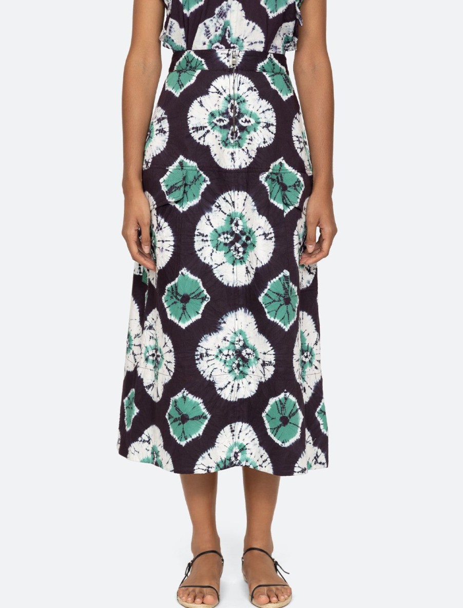 Hot Aveline Tie Dye Print Skirt In Teal Skirts