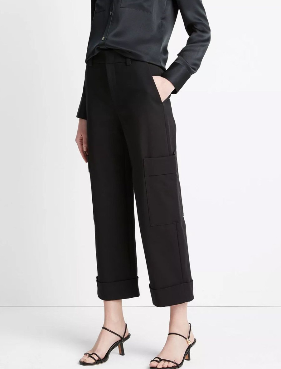 Clearance Utility Crop Pant In Black Trousers