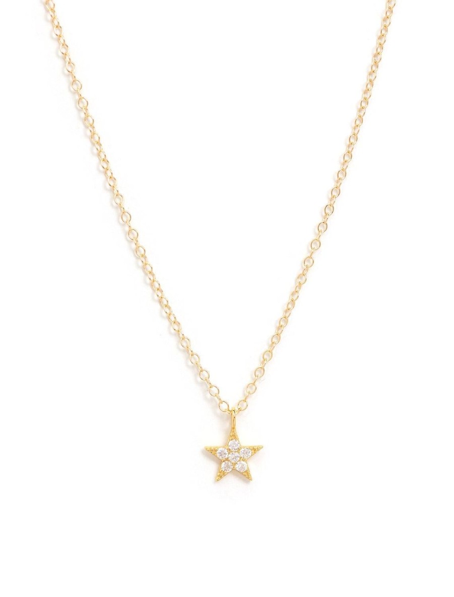 Hot Star Crystal Charm Necklace In Gold Delicate