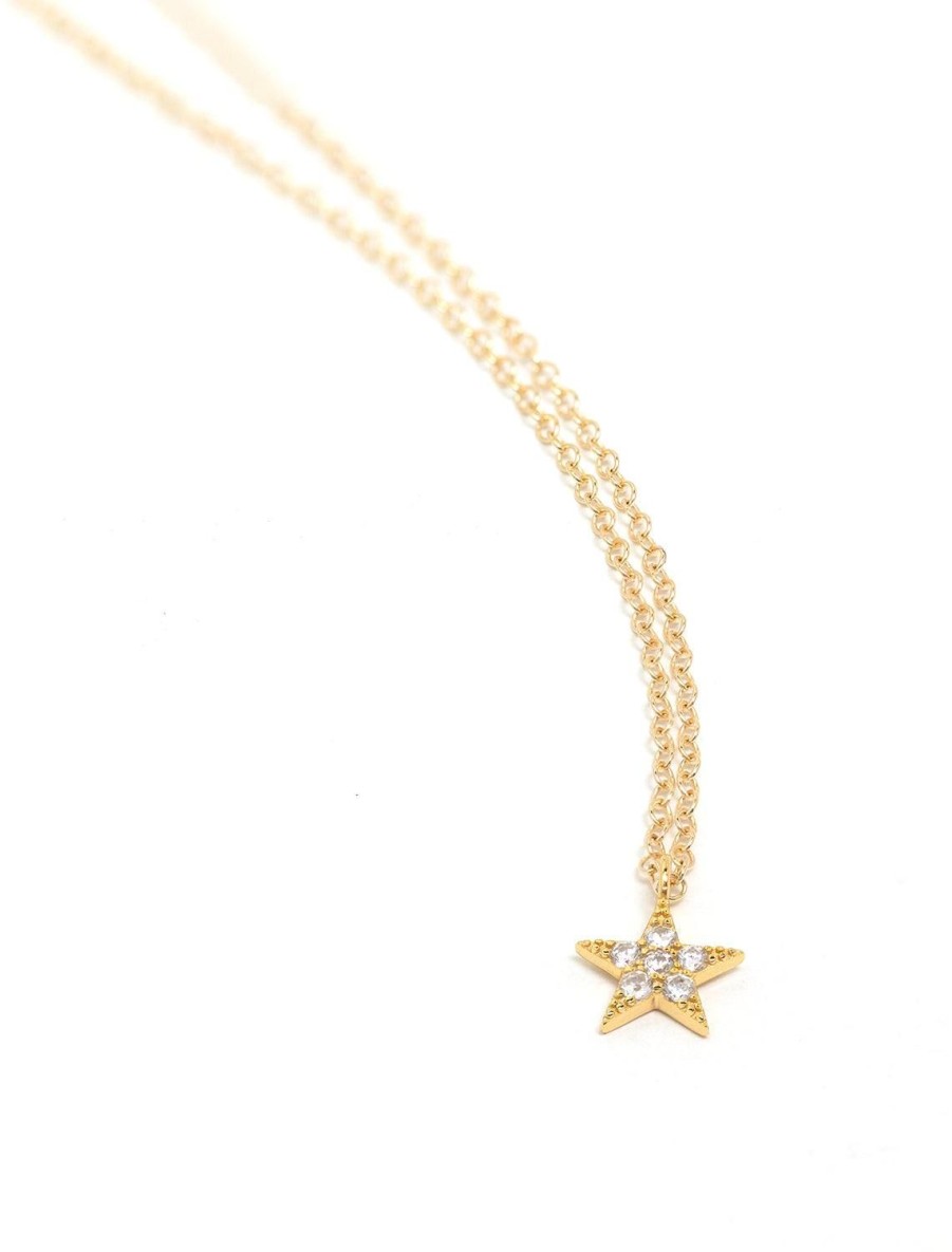 Hot Star Crystal Charm Necklace In Gold Delicate