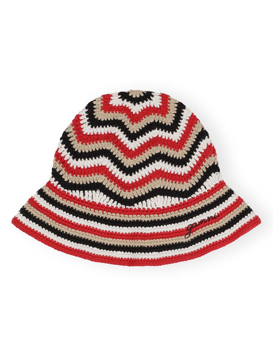 New Cotton Crochet Bucket Hat In Racing Red Hats