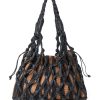 Clearance Hitch Shoulder Bag In Black And Tan Seashore Stripe Shoulder Bags