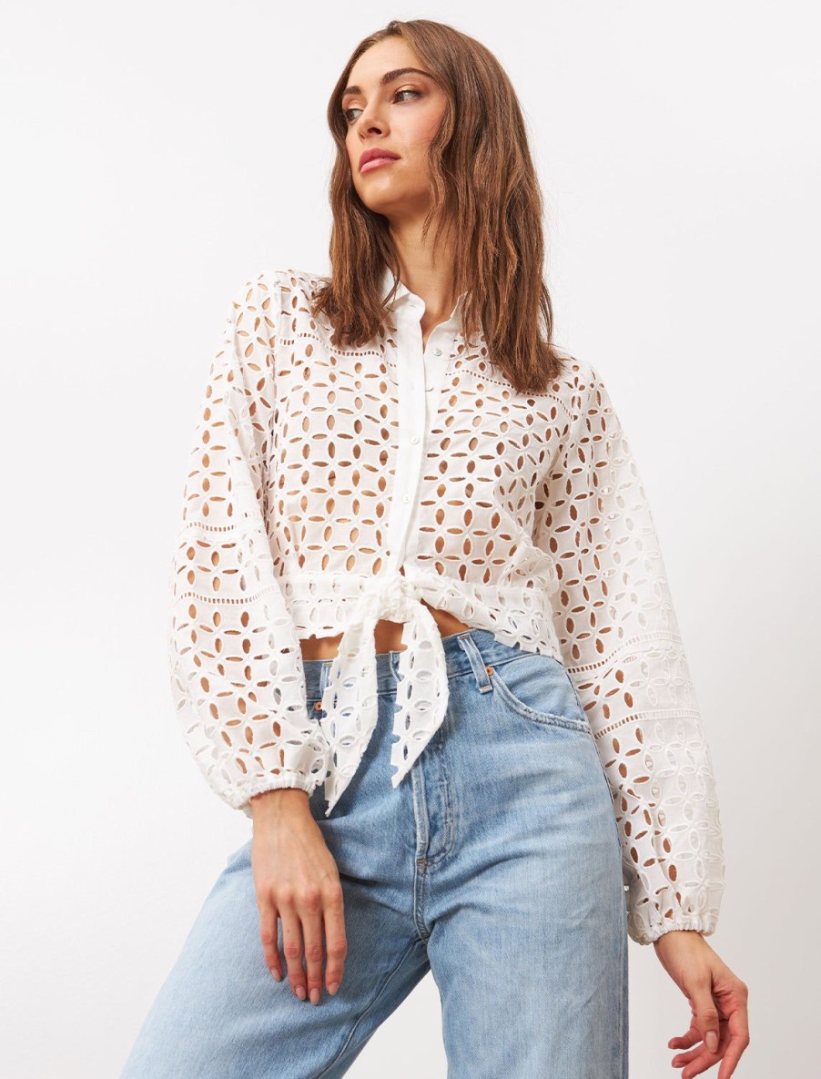 Online Summer Eyelet Top In Chiffon Blouses