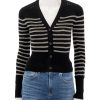 Online Bree Striped Vee Cardigan In Black Multi Cardigans