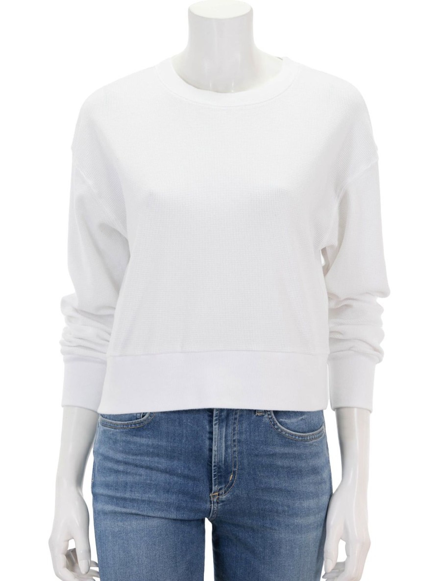 New Kendall Waffle Sweatshirt In White Sweatshirts + Hoodies