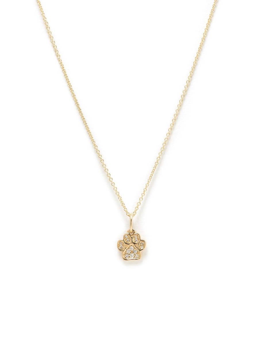 Online Pave Dog Paw Print Necklace Delicate