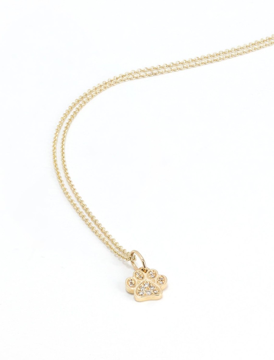 Online Pave Dog Paw Print Necklace Delicate