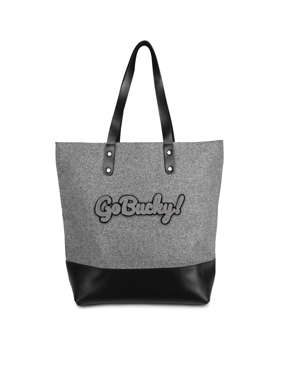 Best Wisconsin Grey Script "Go Bucky" Tote Bag Shoulder Bags