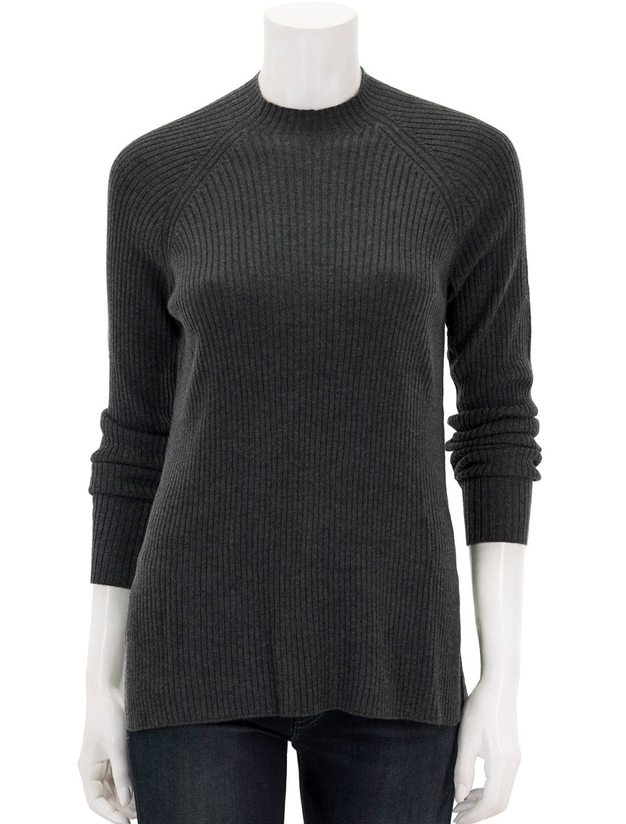 Clearance Georgie Rib Tunic In Heather Charcoal Pullover Sweaters