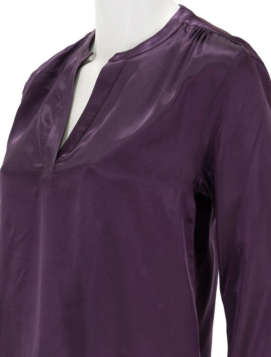 Clearance Ella Cut Away Henley In Fig Jam Blouses