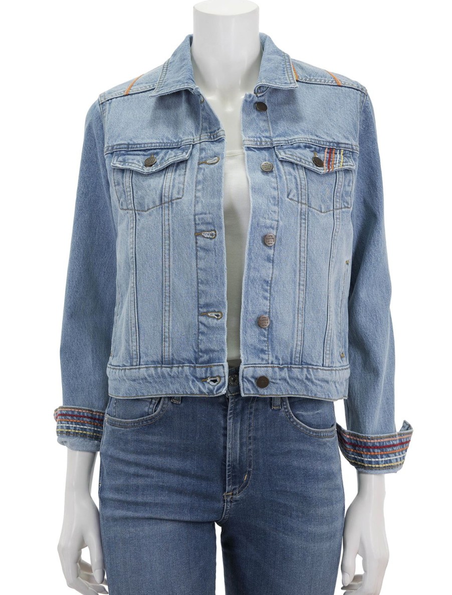 Hot Embroidered Denim Jacket In Light Denim Jackets